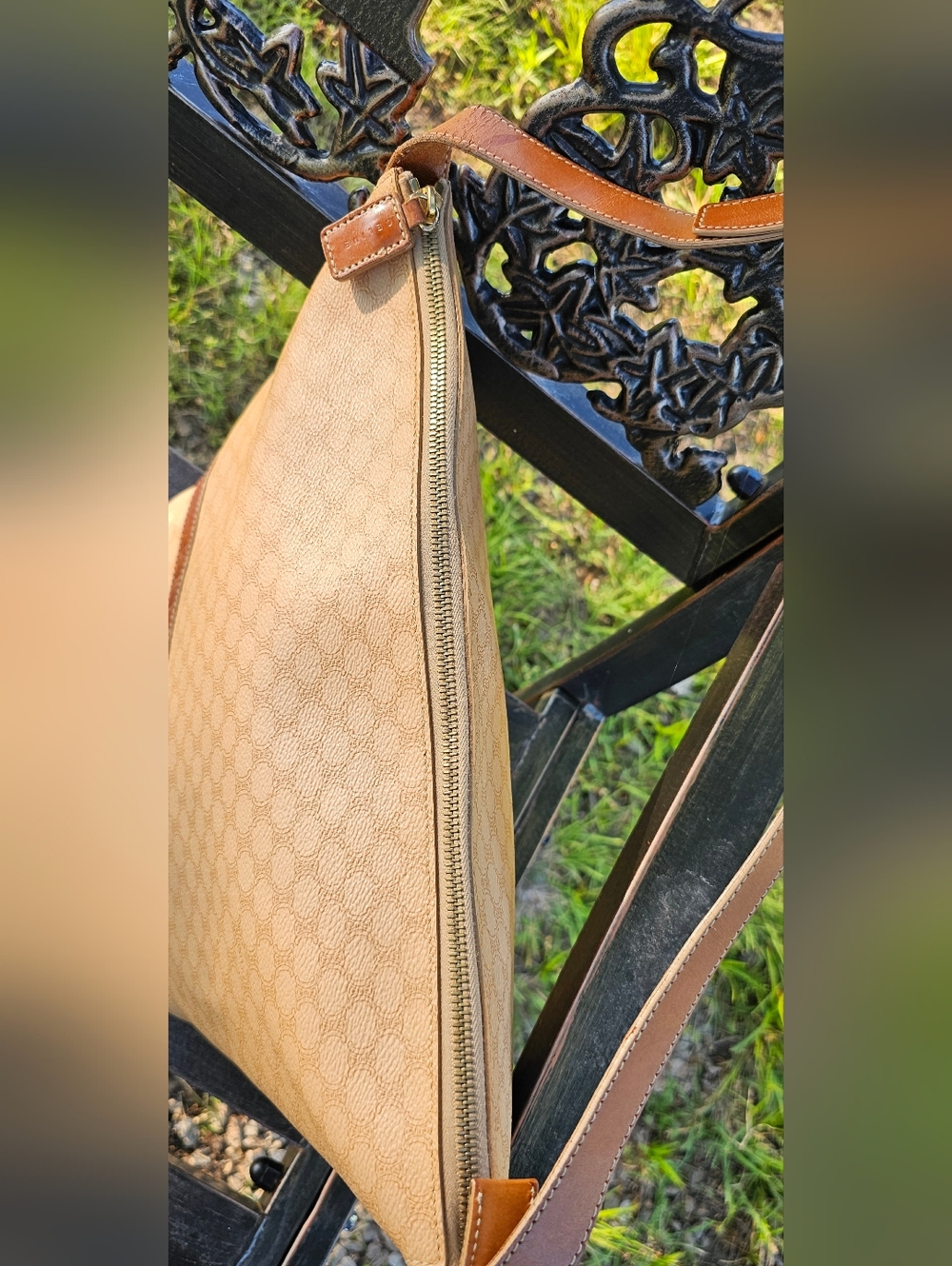 Celine Tan Monogram Shoulder Bag Vintage Bag In Beautiful Condition - Picture 4 of 15